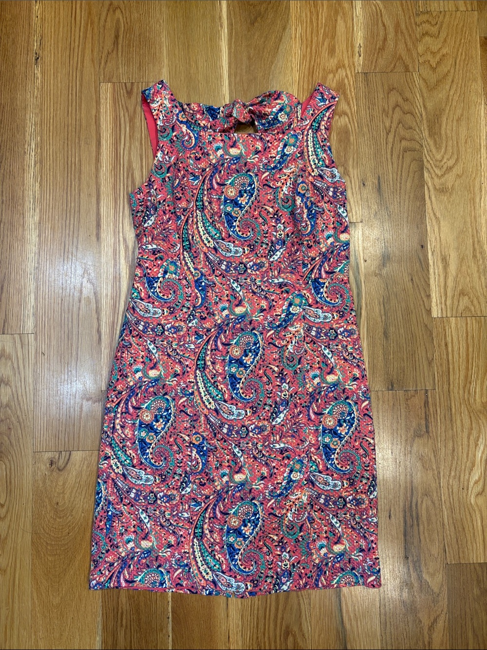 Talbots Paisley Textured Sleeveless Open Back Sheath Dress, Size 10